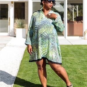 Tropical Green Swim Cover-Up